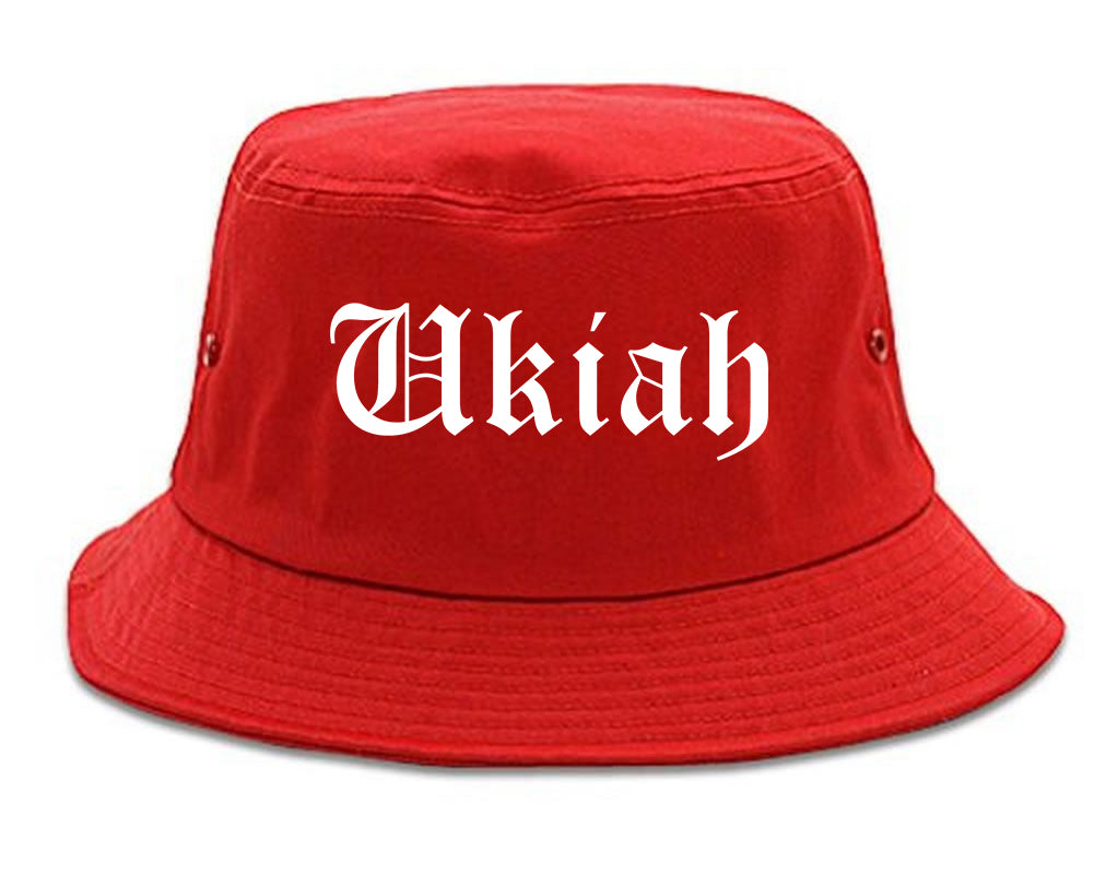 Ukiah California CA Old English Mens Bucket Hat Red