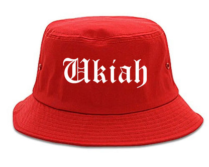 Ukiah California CA Old English Mens Bucket Hat Red