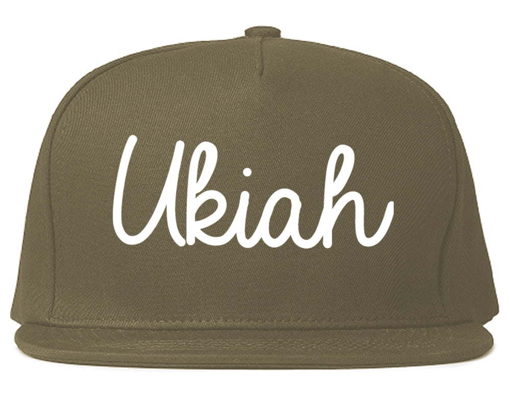 Ukiah California CA Script Mens Snapback Hat Grey