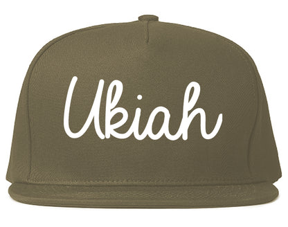 Ukiah California CA Script Mens Snapback Hat Grey
