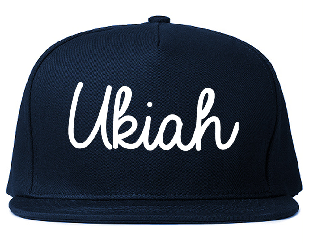 Ukiah California CA Script Mens Snapback Hat Navy Blue