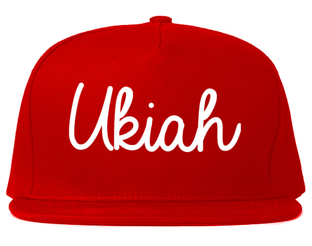 Ukiah California CA Script Mens Snapback Hat Red