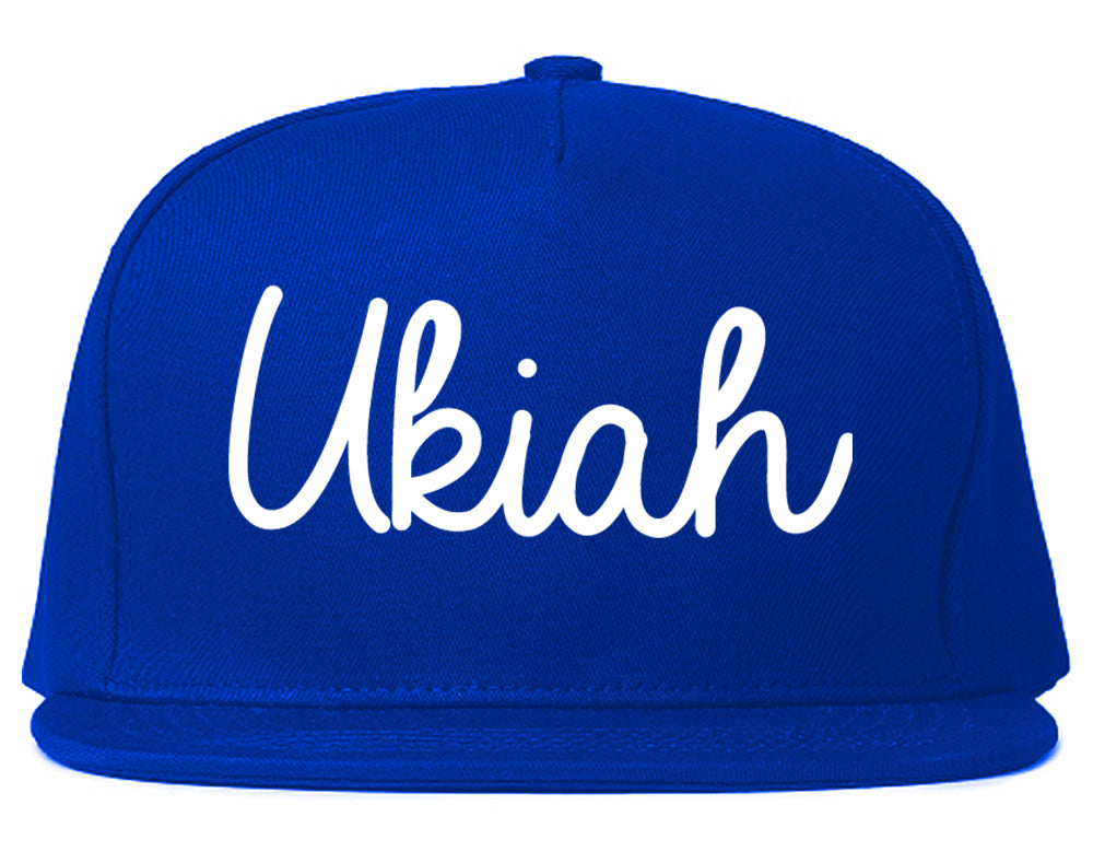 Ukiah California CA Script Mens Snapback Hat Royal Blue