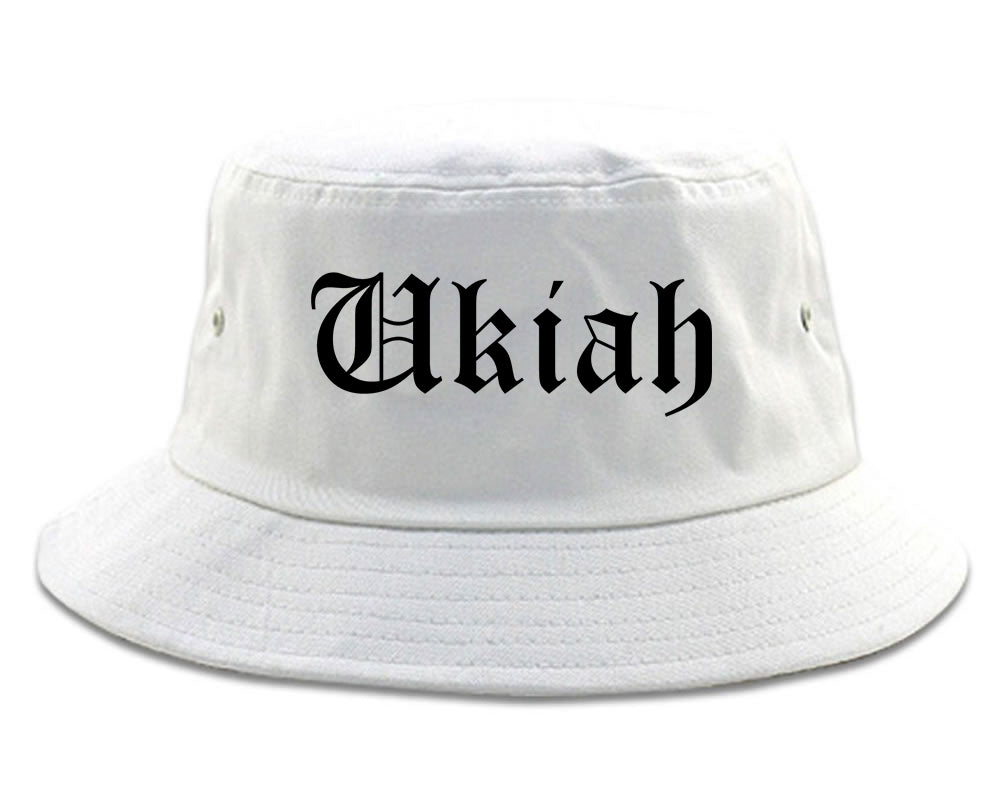 Ukiah California CA Old English Mens Bucket Hat White