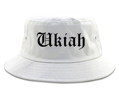 Ukiah California CA Old English Mens Bucket Hat White