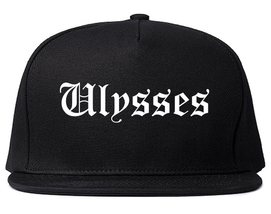 Ulysses Kansas KS Old English Mens Snapback Hat Black
