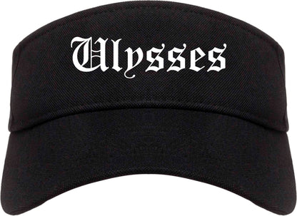 Ulysses Kansas KS Old English Mens Visor Cap Hat Black