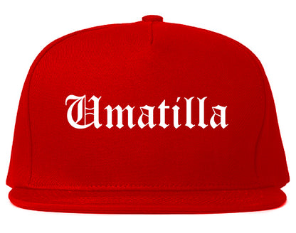 Umatilla Oregon OR Old English Mens Snapback Hat Red