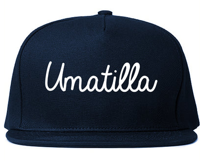 Umatilla Oregon OR Script Mens Snapback Hat Navy Blue