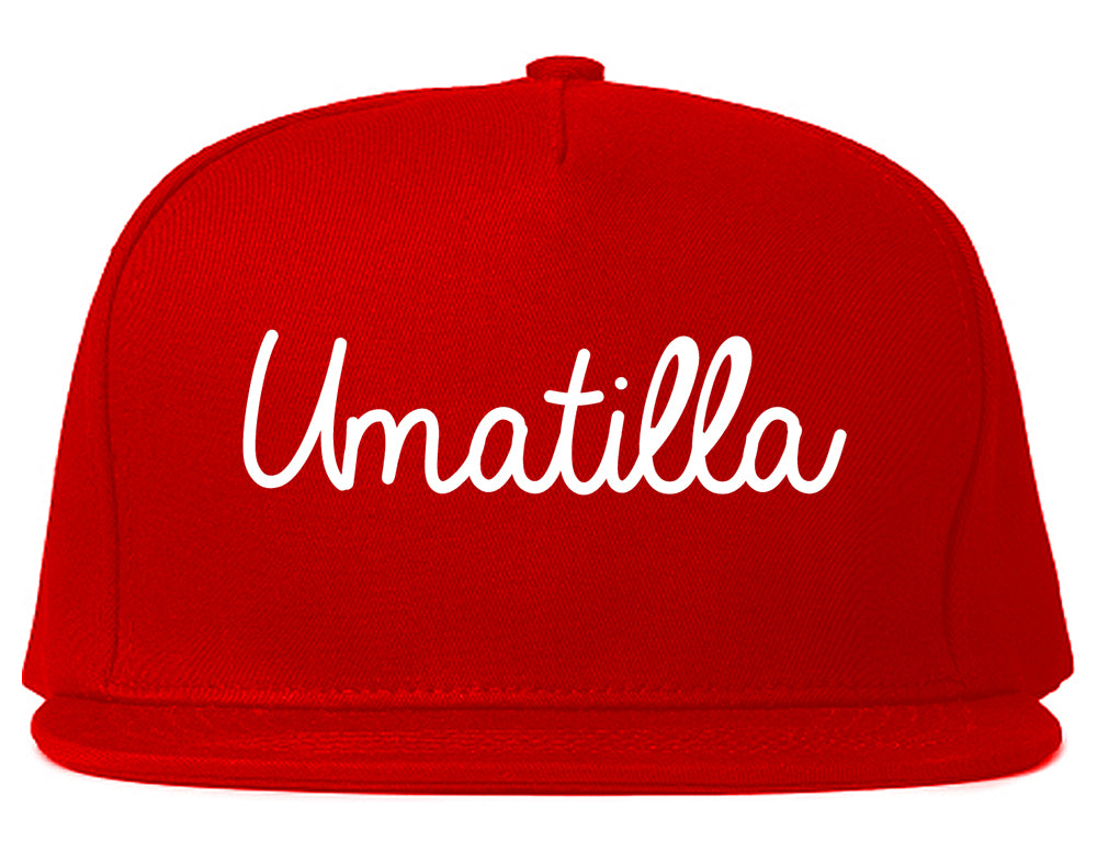 Umatilla Oregon OR Script Mens Snapback Hat Red