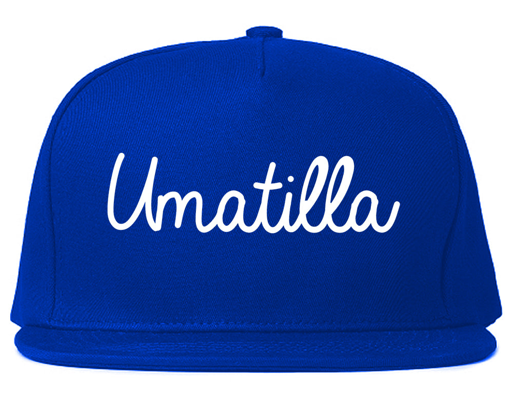 Umatilla Oregon OR Script Mens Snapback Hat Royal Blue