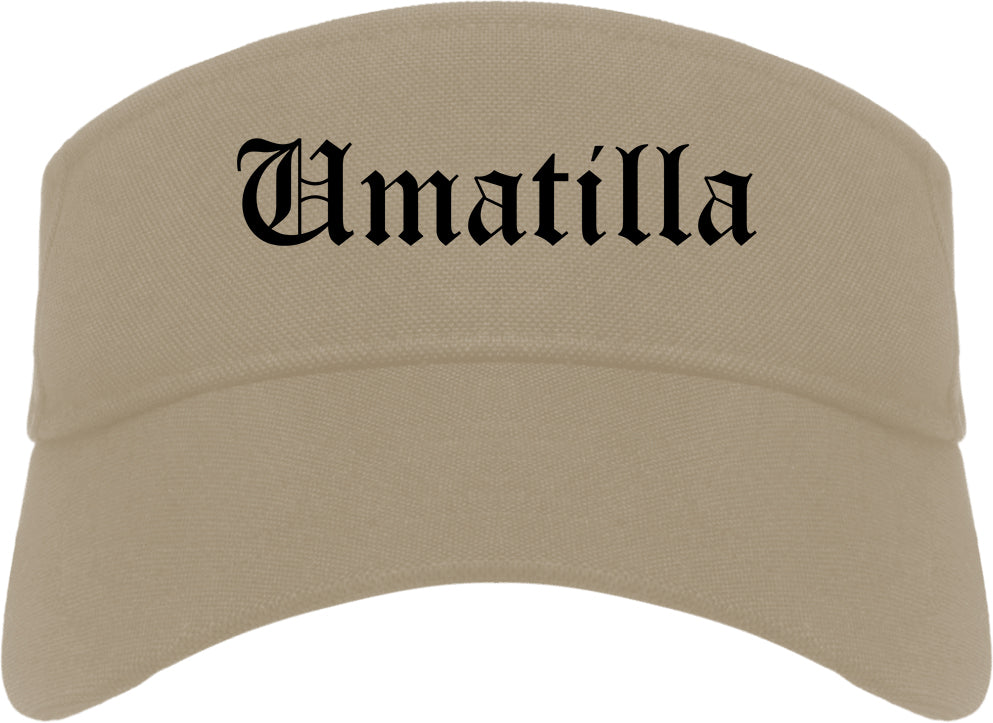 Umatilla Oregon OR Old English Mens Visor Cap Hat Khaki