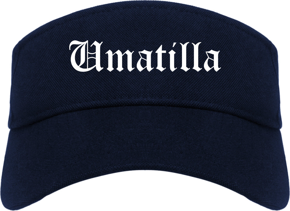 Umatilla Oregon OR Old English Mens Visor Cap Hat Navy Blue