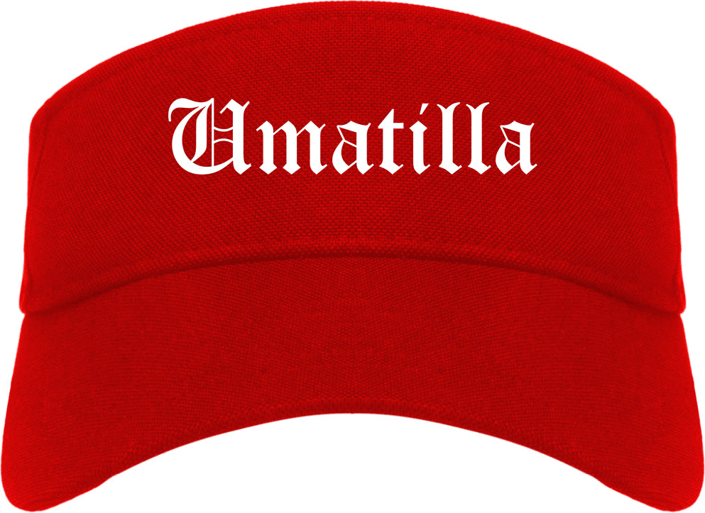 Umatilla Oregon OR Old English Mens Visor Cap Hat Red