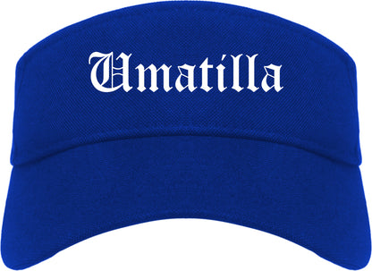 Umatilla Oregon OR Old English Mens Visor Cap Hat Royal Blue