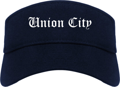 Union City California CA Old English Mens Visor Cap Hat Navy Blue