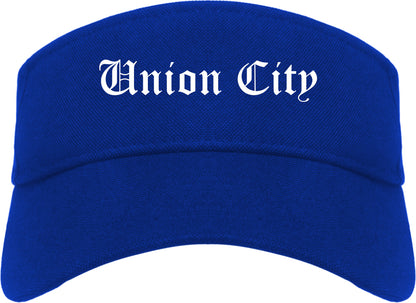 Union City California CA Old English Mens Visor Cap Hat Royal Blue