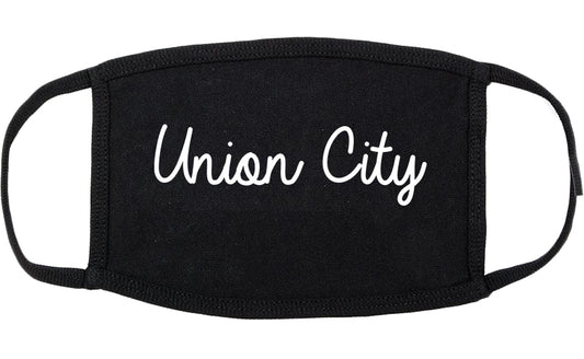 Union City New Jersey NJ Script Cotton Face Mask Black