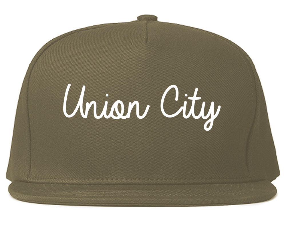 Union City New Jersey NJ Script Mens Snapback Hat Grey