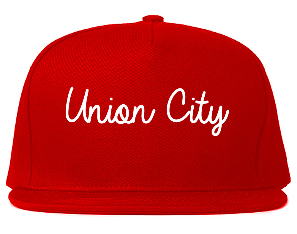 Union City New Jersey NJ Script Mens Snapback Hat Red
