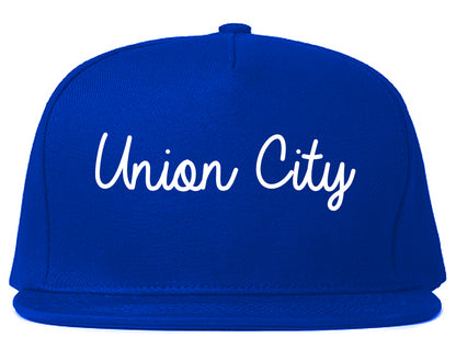 Union City Tennessee TN Script Mens Snapback Hat Royal Blue