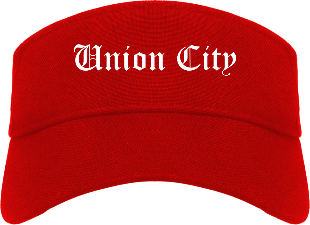Union City Tennessee TN Old English Mens Visor Cap Hat Red