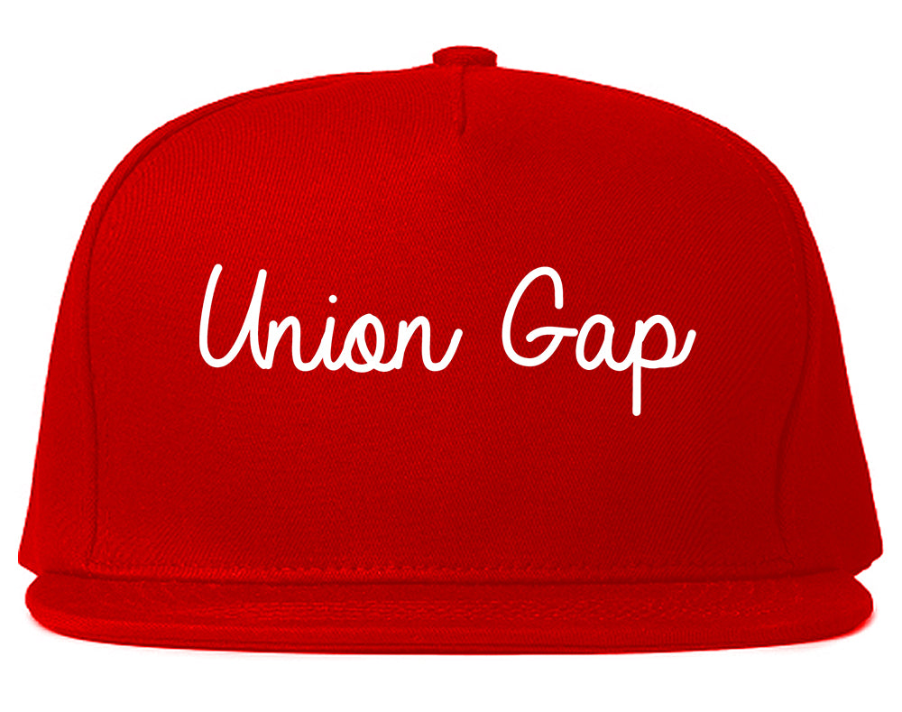 Union Gap Washington WA Script Mens Snapback Hat Red