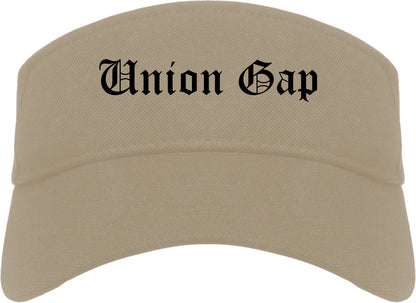 Union Gap Washington WA Old English Mens Visor Cap Hat Khaki