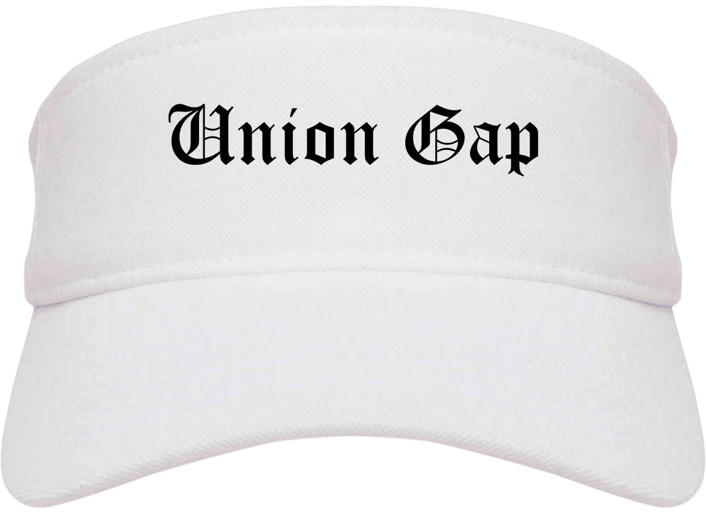 Union Gap Washington WA Old English Mens Visor Cap Hat White