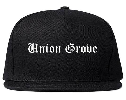 Union Grove Wisconsin WI Old English Mens Snapback Hat Black