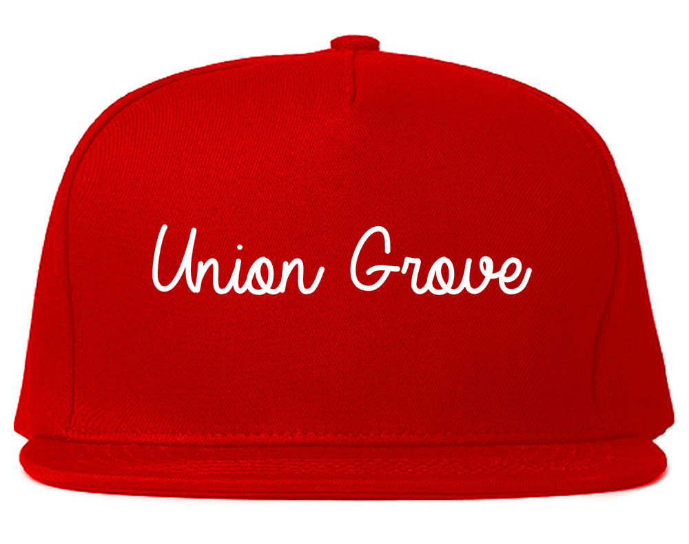 Union Grove Wisconsin WI Script Mens Snapback Hat Red