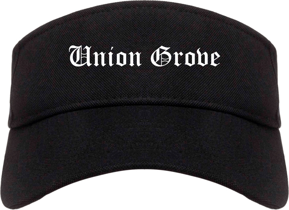 Union Grove Wisconsin WI Old English Mens Visor Cap Hat Black