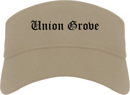 Union Grove Wisconsin WI Old English Mens Visor Cap Hat Khaki