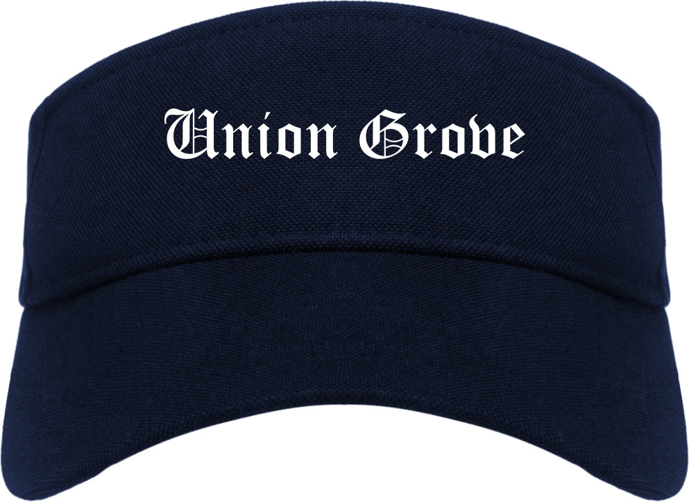 Union Grove Wisconsin WI Old English Mens Visor Cap Hat Navy Blue