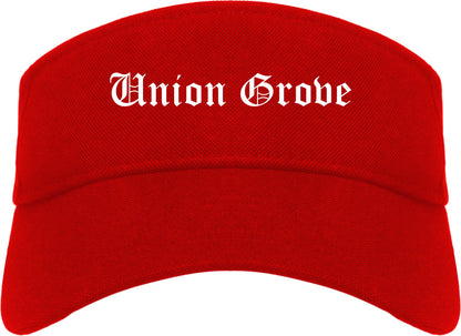 Union Grove Wisconsin WI Old English Mens Visor Cap Hat Red