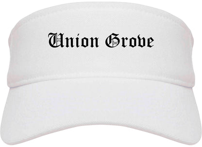 Union Grove Wisconsin WI Old English Mens Visor Cap Hat White