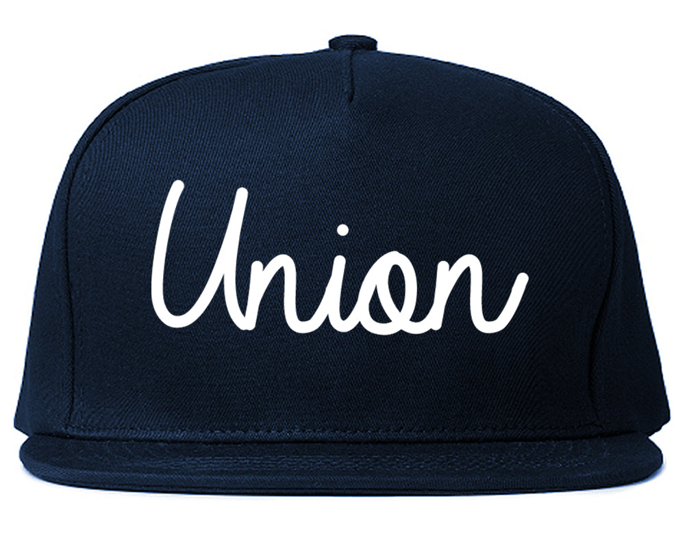 Union Missouri MO Script Mens Snapback Hat Navy Blue