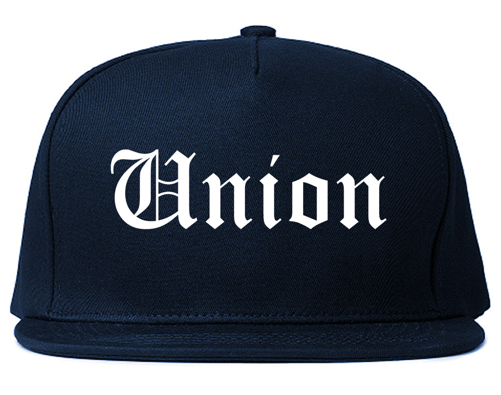 Union Ohio OH Old English Mens Snapback Hat Navy Blue