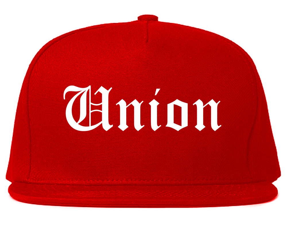 Union Ohio OH Old English Mens Snapback Hat Red