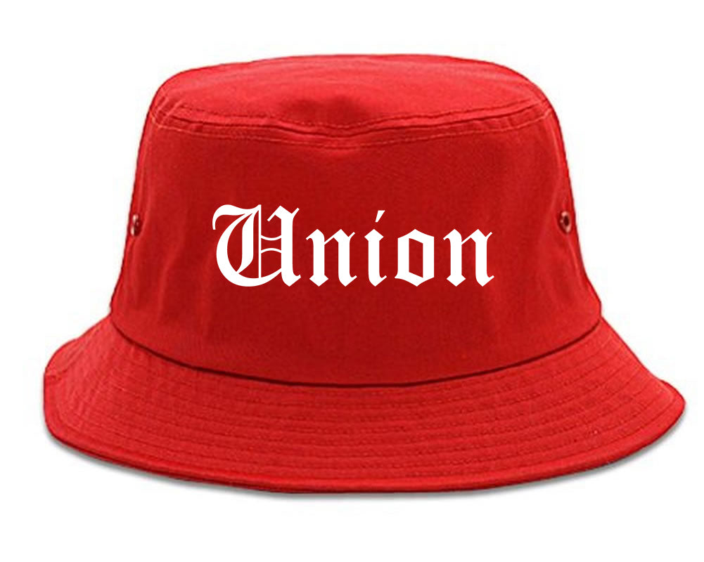 Union Ohio OH Old English Mens Bucket Hat Red
