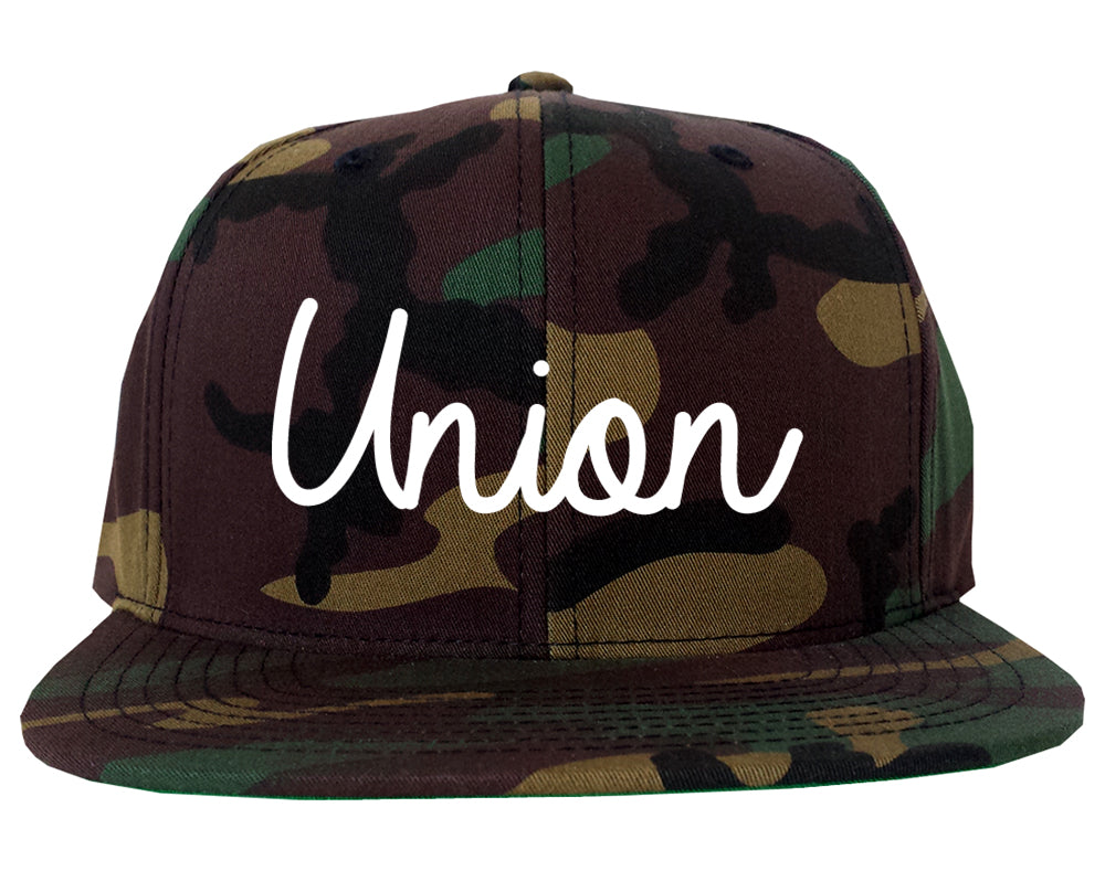 Union Ohio OH Script Mens Snapback Hat Army Camo