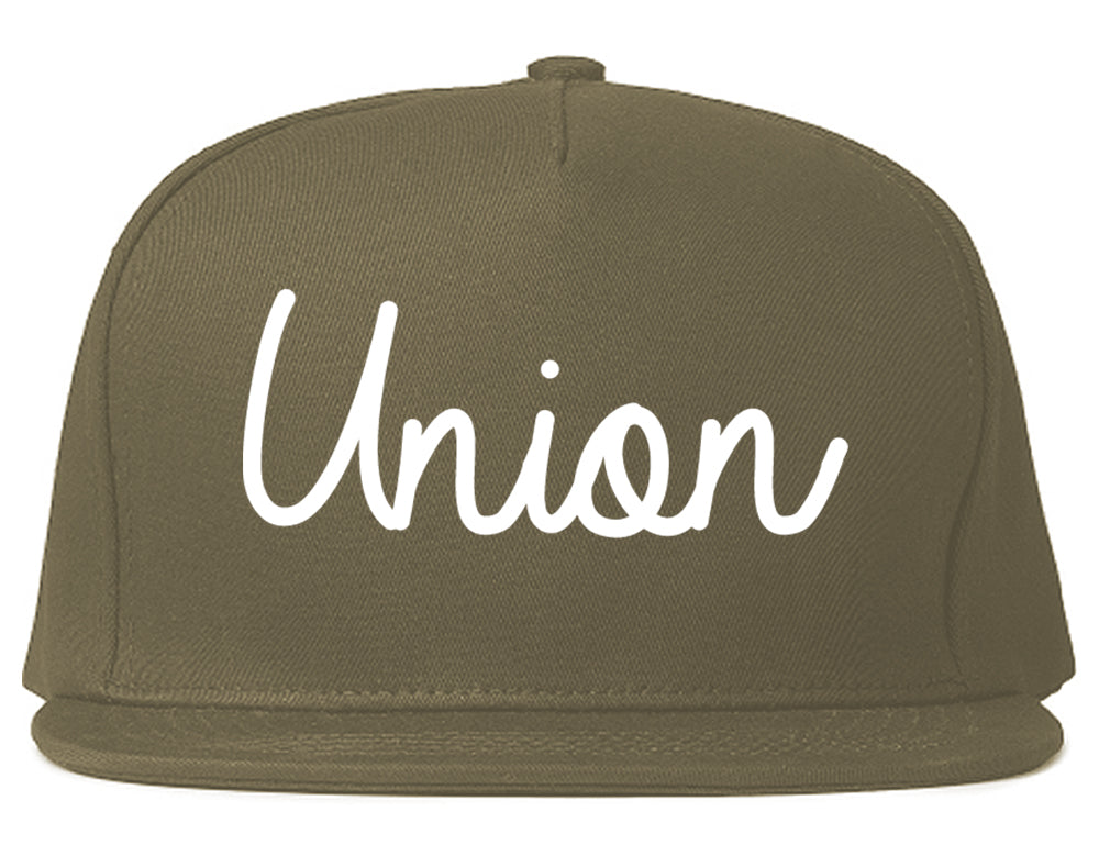 Union Ohio OH Script Mens Snapback Hat Grey