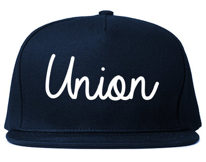 Union Ohio OH Script Mens Snapback Hat Navy Blue