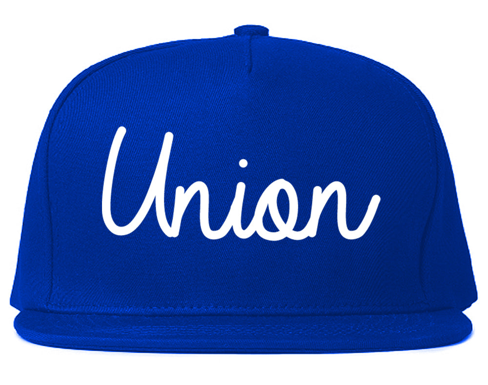 Union Ohio OH Script Mens Snapback Hat Royal Blue