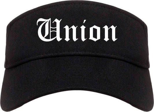 Union Ohio OH Old English Mens Visor Cap Hat Black