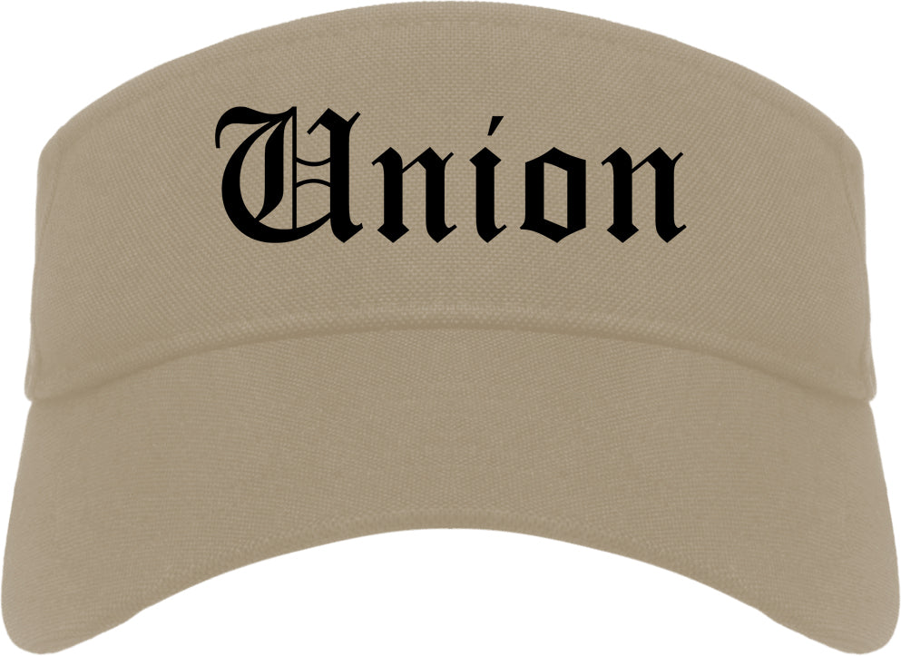 Union Ohio OH Old English Mens Visor Cap Hat Khaki