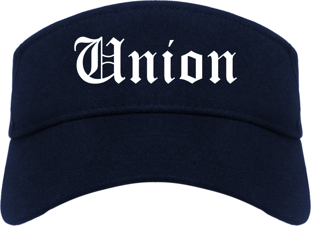 Union Ohio OH Old English Mens Visor Cap Hat Navy Blue