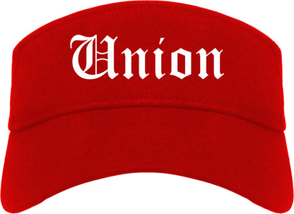 Union Ohio OH Old English Mens Visor Cap Hat Red