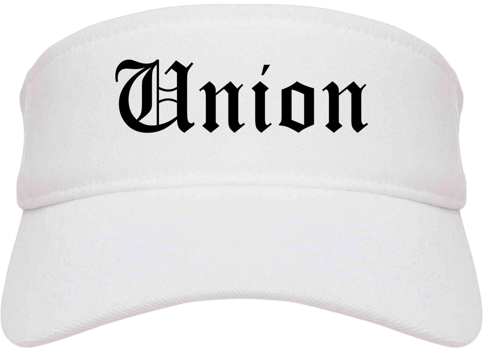 Union Ohio OH Old English Mens Visor Cap Hat White