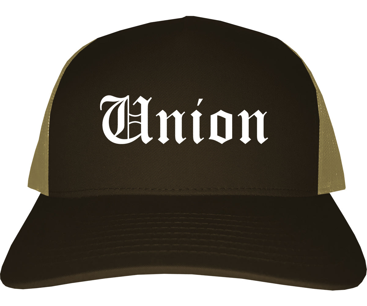 Union South Carolina SC Old English Mens Trucker Hat Cap Brown